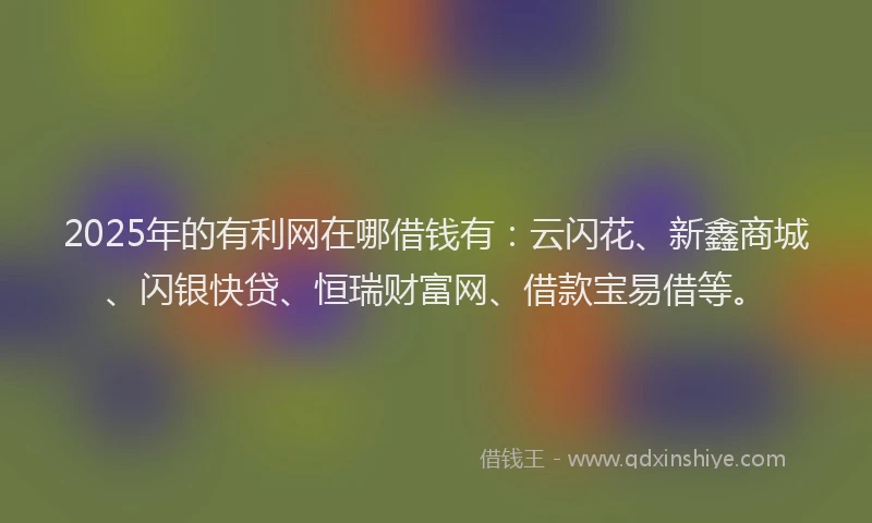 2025年的有利网在哪借钱有：云闪花、新鑫商城、闪银快贷、恒瑞财富网、借款宝易借等。