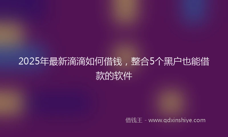 2025年最新滴滴如何借钱，整合5个黑户也能借款的软件