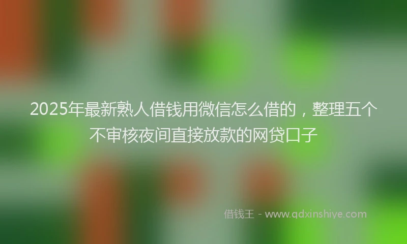 2025年最新熟人借钱用微信怎么借的，整理五个不审核夜间直接放款的网贷口子