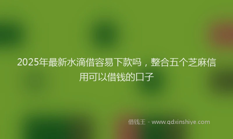 2025年最新水滴借容易下款吗，整合五个芝麻信用可以借钱的口子