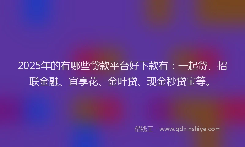 2025年的有哪些贷款平台好下款有：一起贷、招联金融、宜享花、金叶贷、现金秒贷宝等。