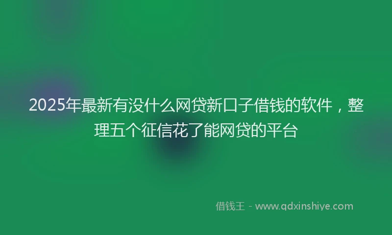 2025年最新有没什么网贷新口子借钱的软件，整理五个征信花了能网贷的平台