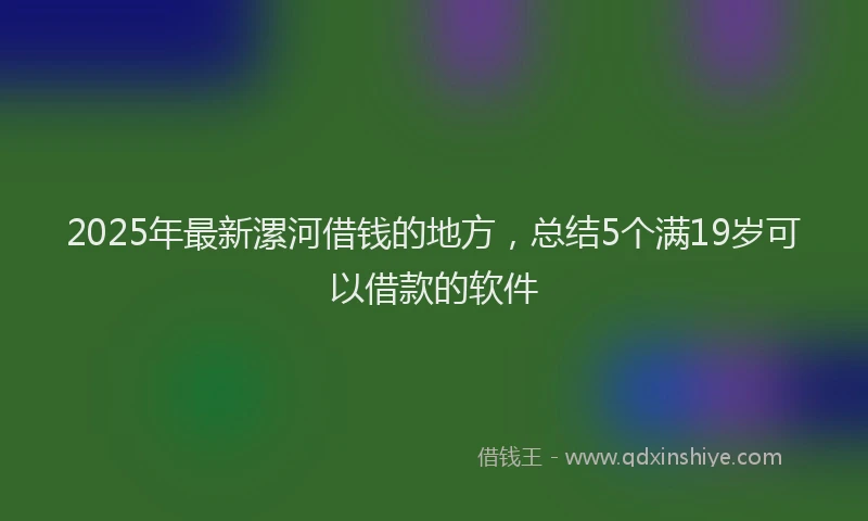 2025年最新漯河借钱的地方，总结5个满19岁可以借款的软件