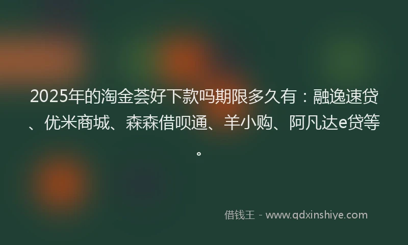 2025年的淘金荟好下款吗期限多久有：融逸速贷、优米商城、森森借呗通、羊小购、阿凡达e贷等。