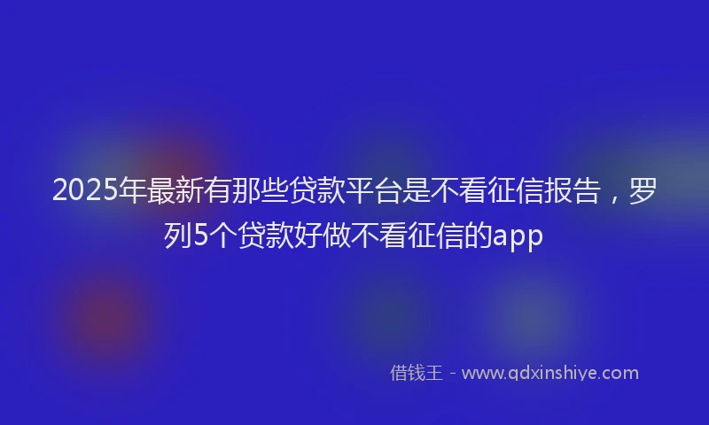 2025年最新有那些贷款平台是不看征信报告，罗列5个贷款好做不看征信的app