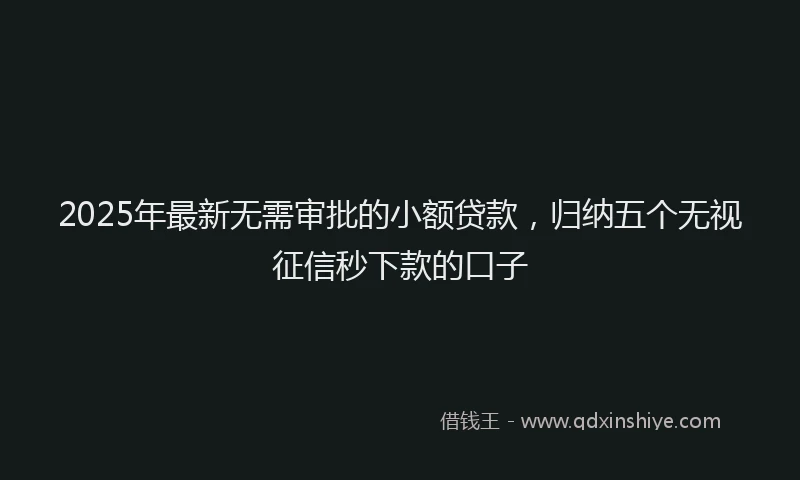 2025年最新无需审批的小额贷款，归纳五个无视征信秒下款的口子