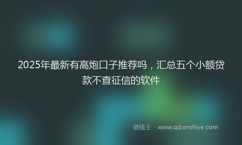2025年最新有高炮口子推荐吗，汇总五个小额贷款不查征信的软件