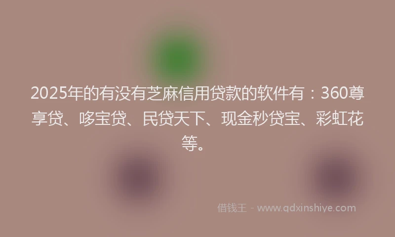 2025年的有没有芝麻信用贷款的软件有：360尊享贷、哆宝贷、民贷天下、现金秒贷宝、彩虹花等。