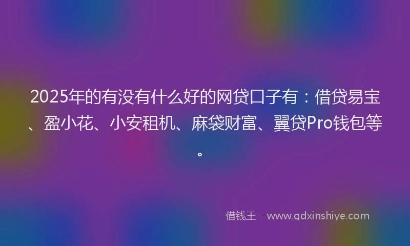 2025年的有没有什么好的网贷口子有：借贷易宝、盈小花、小安租机、麻袋财富、翼贷Pro钱包等。