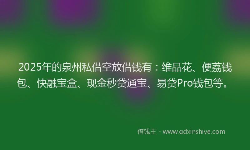 2025年的泉州私借空放借钱有：维品花、便荔钱包、快融宝盒、现金秒贷通宝、易贷Pro钱包等。
