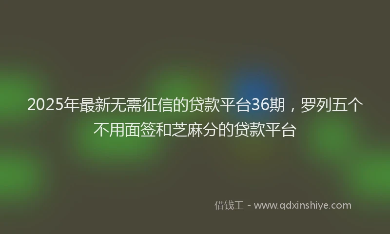 2025年最新无需征信的贷款平台36期，罗列五个不用面签和芝麻分的贷款平台