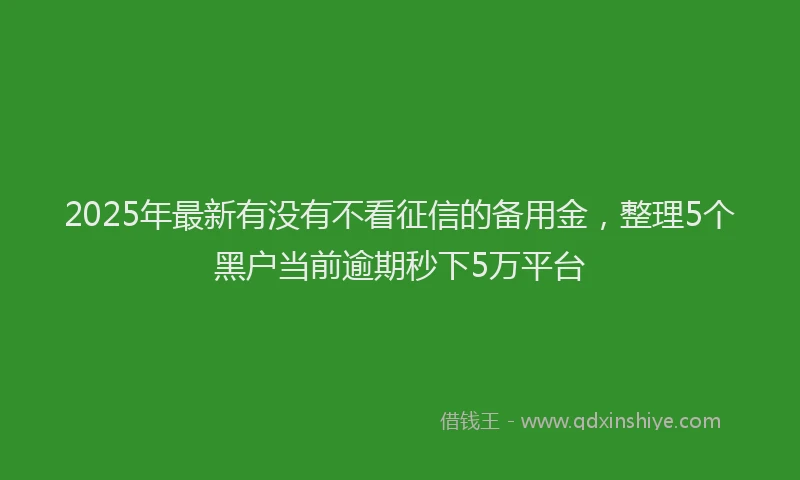 2025年最新有没有不看征信的备用金，整理5个黑户当前逾期秒下5万平台
