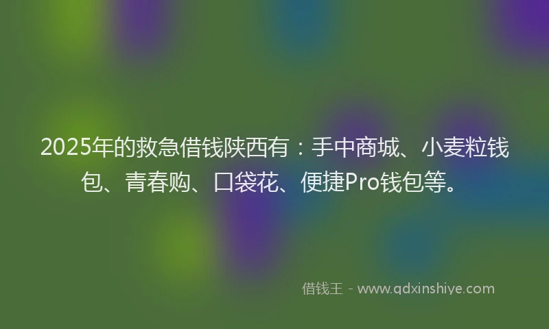 2025年的救急借钱陕西有：手中商城、小麦粒钱包、青春购、口袋花、便捷Pro钱包等。
