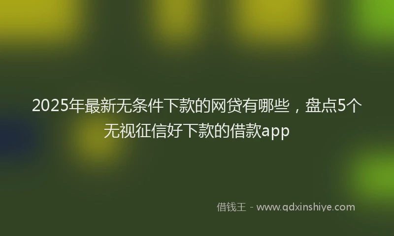 2025年最新无条件下款的网贷有哪些，盘点5个无视征信好下款的借款app