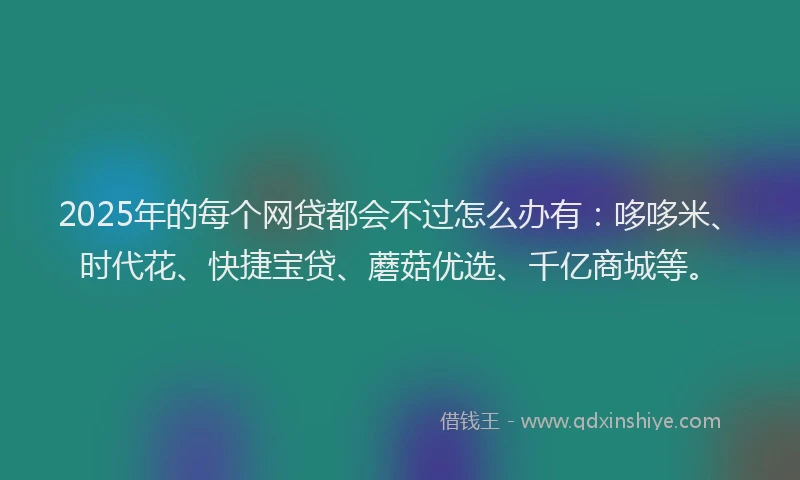 2025年的每个网贷都会不过怎么办有：哆哆米、时代花、快捷宝贷、蘑菇优选、千亿商城等。