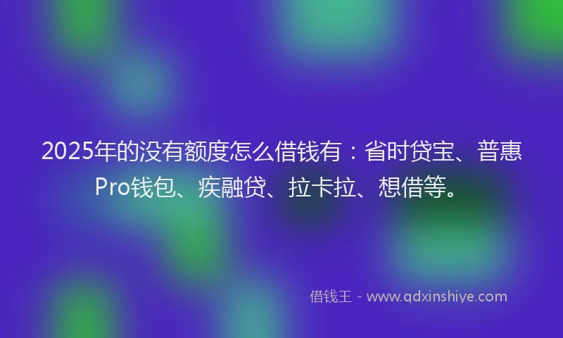 2025年的没有额度怎么借钱有：省时贷宝、普惠Pro钱包、疾融贷、拉卡拉、想借等。