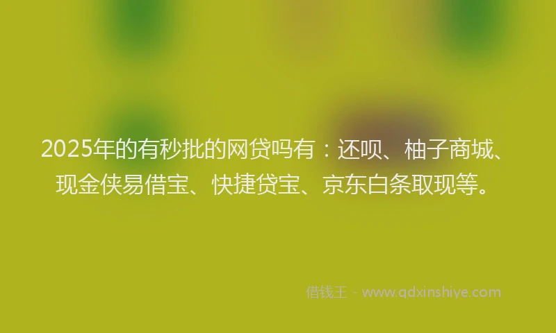2025年的有秒批的网贷吗有：还呗、柚子商城、现金侠易借宝、快捷贷宝、京东白条取现等。