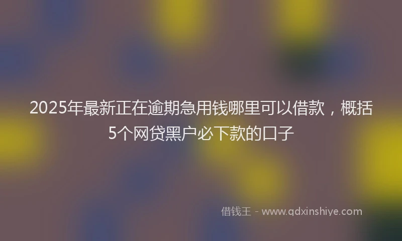 2025年最新正在逾期急用钱哪里可以借款，概括5个网贷黑户必下款的口子