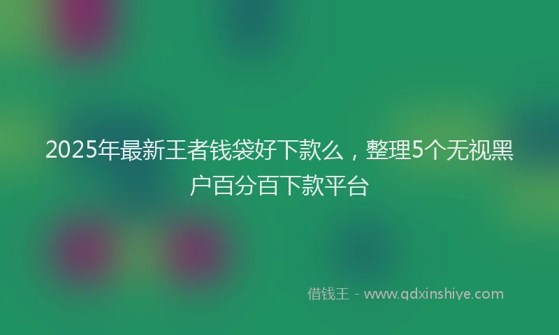 2025年最新王者钱袋好下款么，整理5个无视黑户百分百下款平台