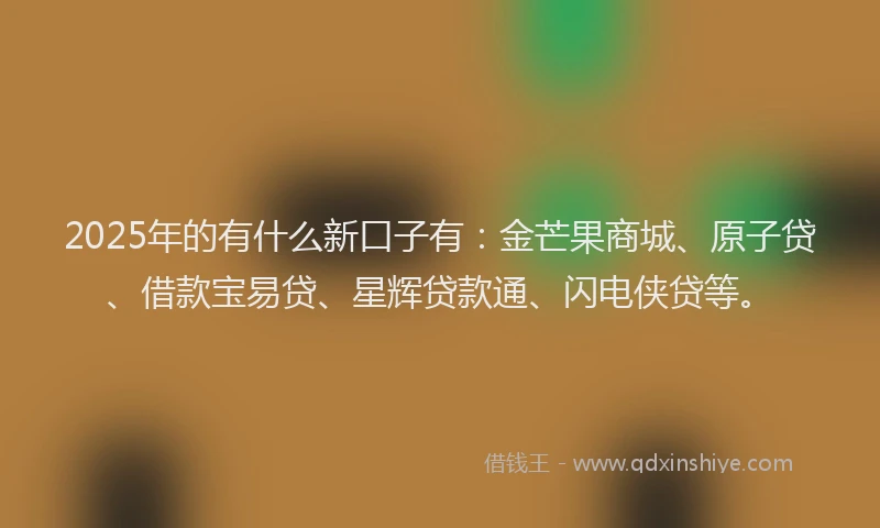 2025年的有什么新口子有：金芒果商城、原子贷、借款宝易贷、星辉贷款通、闪电侠贷等。