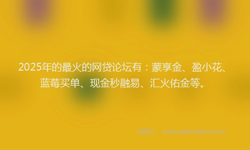 2025年的最火的网贷论坛有：蒙享金、盈小花、蓝莓买单、现金秒融易、汇火佑金等。
