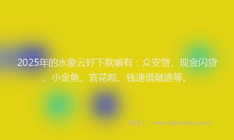 2025年的水象云好下款嘛有：众安贷、现金闪贷、小金鱼、宜花呗、钱速借融途等。