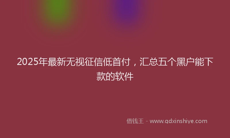 2025年最新无视征信低首付，汇总五个黑户能下款的软件