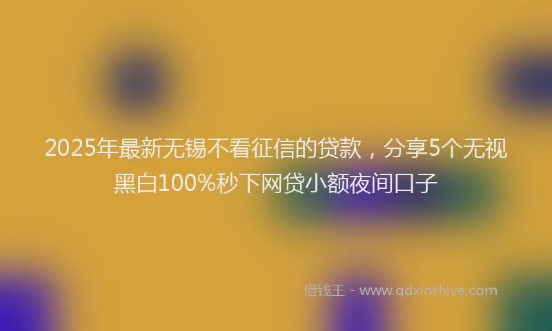2025年最新无锡不看征信的贷款，分享5个无视黑白100%秒下网贷小额夜间口子