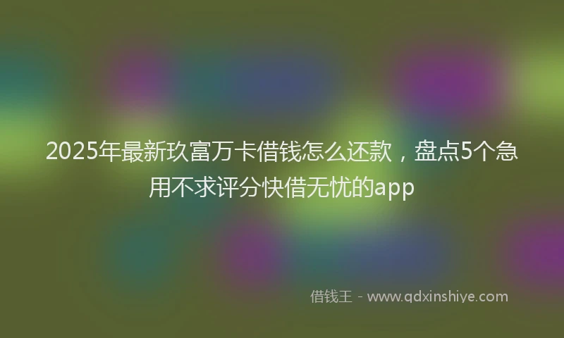 2025年最新玖富万卡借钱怎么还款，盘点5个急用不求评分快借无忧的app