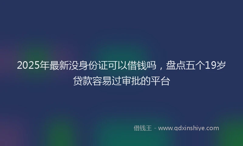 2025年最新没身份证可以借钱吗，盘点五个19岁贷款容易过审批的平台