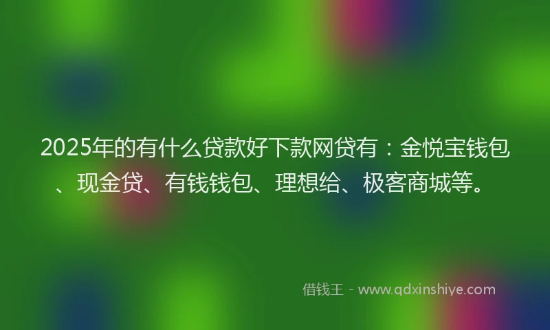 2025年的有什么贷款好下款网贷有：金悦宝钱包、现金贷、有钱钱包、理想给、极客商城等。