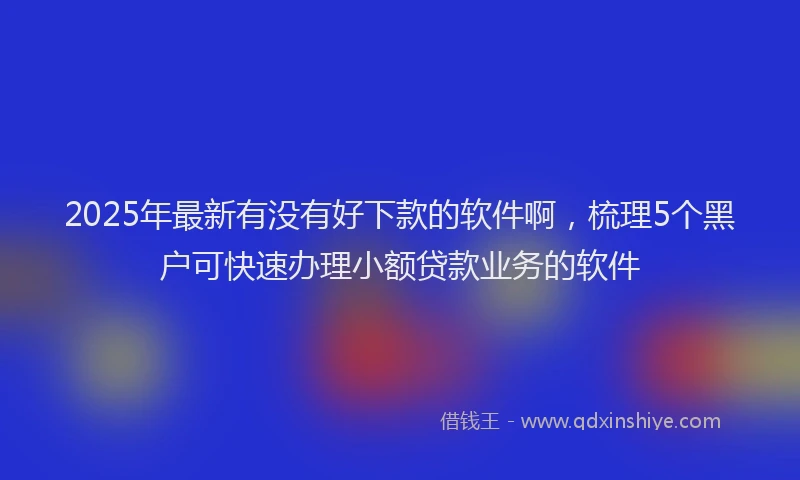 2025年最新有没有好下款的软件啊，梳理5个黑户可快速办理小额贷款业务的软件
