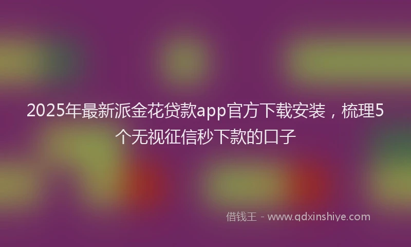 2025年最新派金花贷款app官方下载安装，梳理5个无视征信秒下款的口子