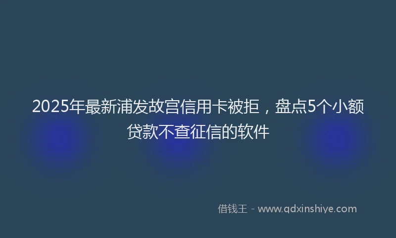 2025年最新浦发故宫信用卡被拒，盘点5个小额贷款不查征信的软件