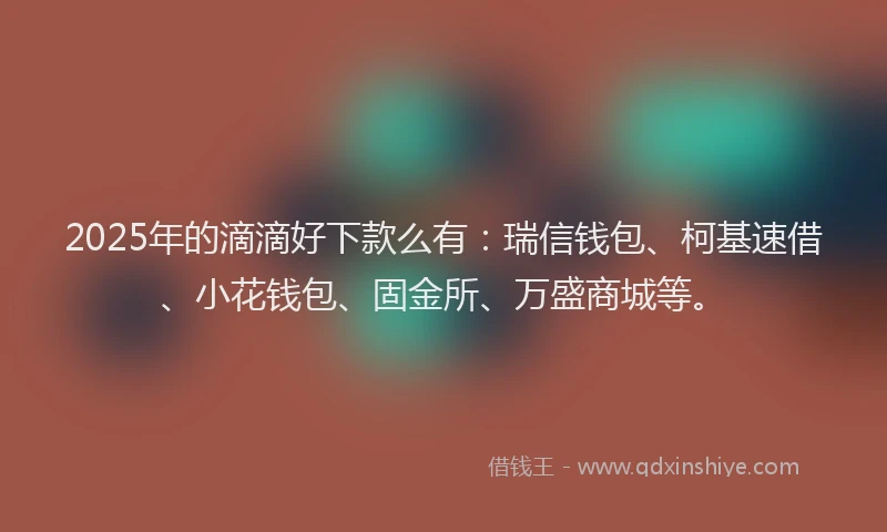 2025年的滴滴好下款么有：瑞信钱包、柯基速借、小花钱包、固金所、万盛商城等。