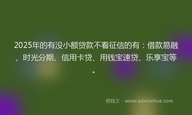 2025年的有没小额贷款不看征信的有：借款易融、时光分期、信用卡贷、用钱宝速贷、乐享宝等。