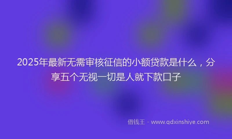 2025年最新无需审核征信的小额贷款是什么，分享五个无视一切是人就下款口子
