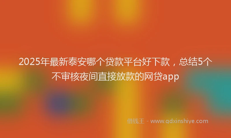 2025年最新泰安哪个贷款平台好下款，总结5个不审核夜间直接放款的网贷app
