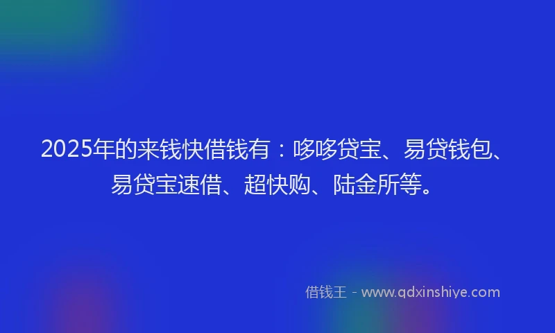 2025年的来钱快借钱有：哆哆贷宝、易贷钱包、易贷宝速借、超快购、陆金所等。