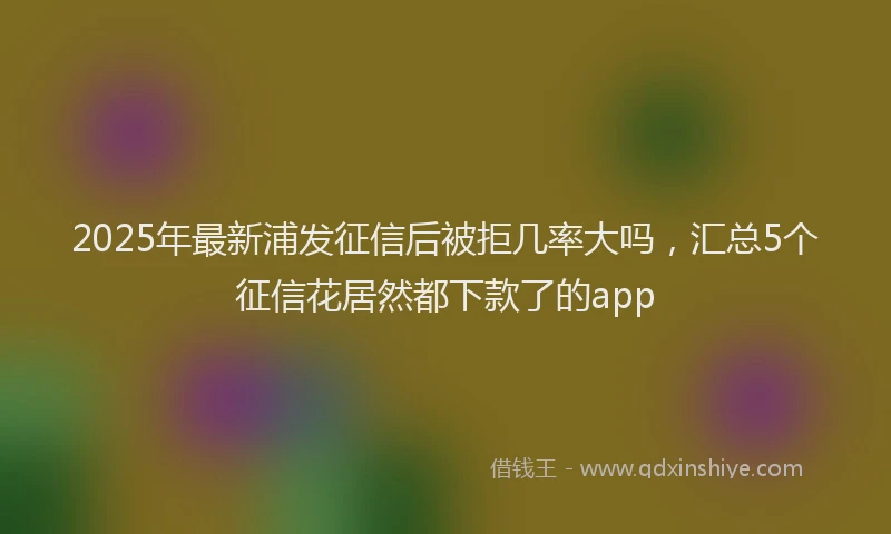 2025年最新浦发征信后被拒几率大吗，汇总5个征信花居然都下款了的app