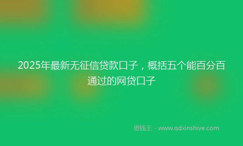 2025年最新无征信贷款口子，概括五个能百分百通过的网贷口子