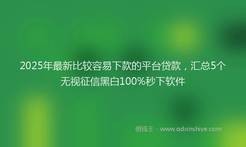 2025年最新比较容易下款的平台贷款，汇总5个无视征信黑白100%秒下软件