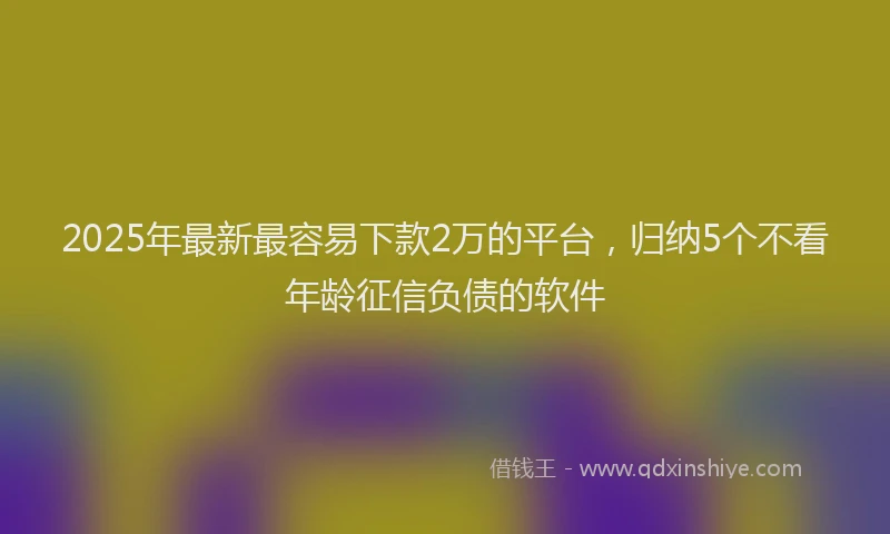 2025年最新最容易下款2万的平台，归纳5个不看年龄征信负债的软件
