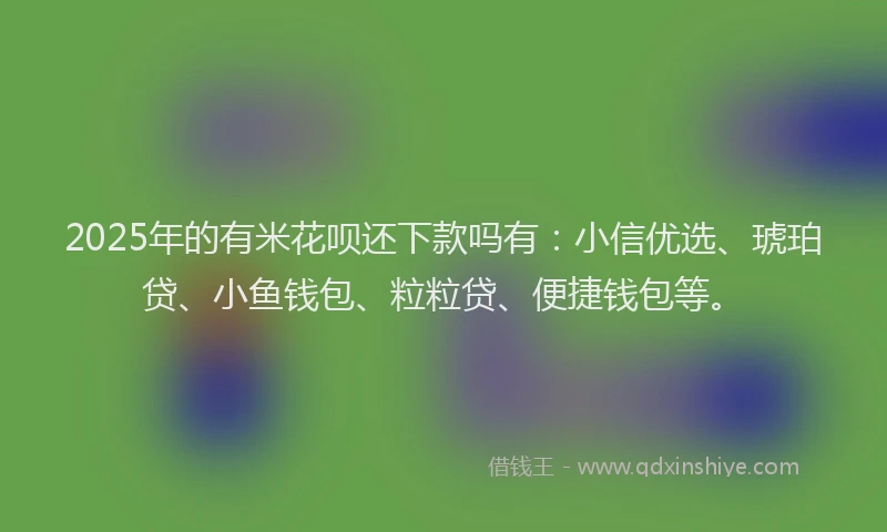 2025年的有米花呗还下款吗有：小信优选、琥珀贷、小鱼钱包、粒粒贷、便捷钱包等。