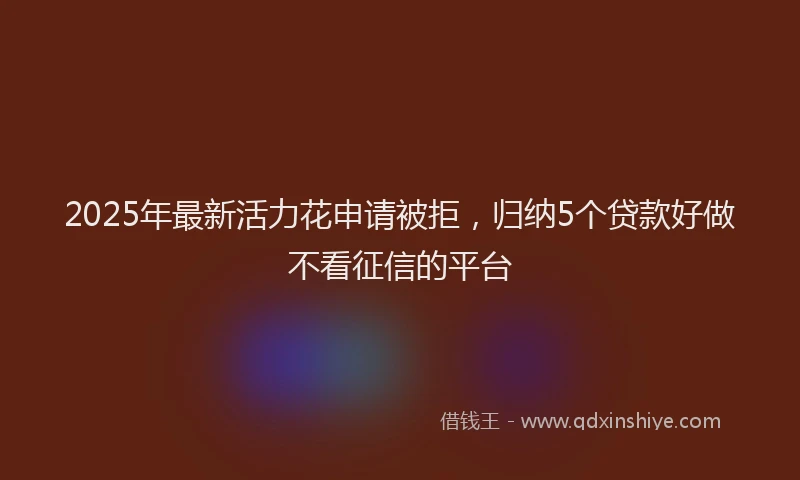 2025年最新活力花申请被拒，归纳5个贷款好做不看征信的平台