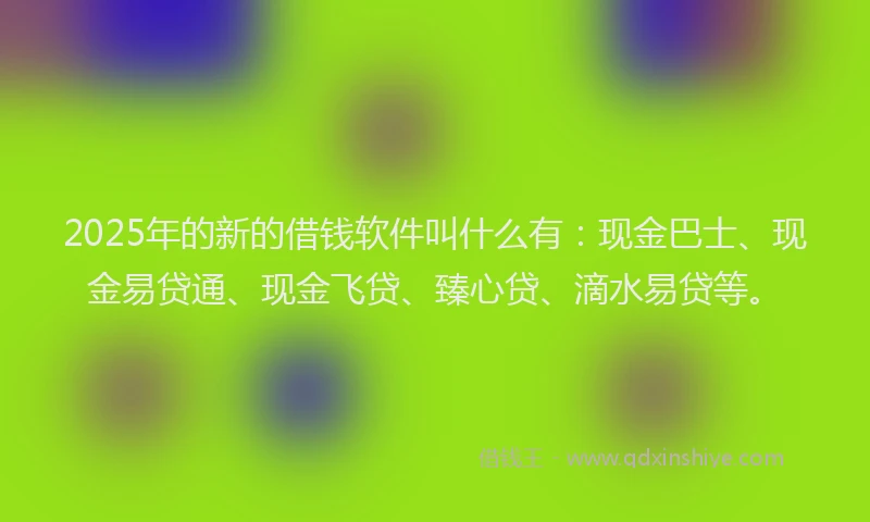 2025年的新的借钱软件叫什么有：现金巴士、现金易贷通、现金飞贷、臻心贷、滴水易贷等。