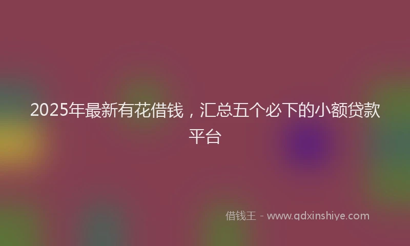 2025年最新有花借钱，汇总五个必下的小额贷款平台