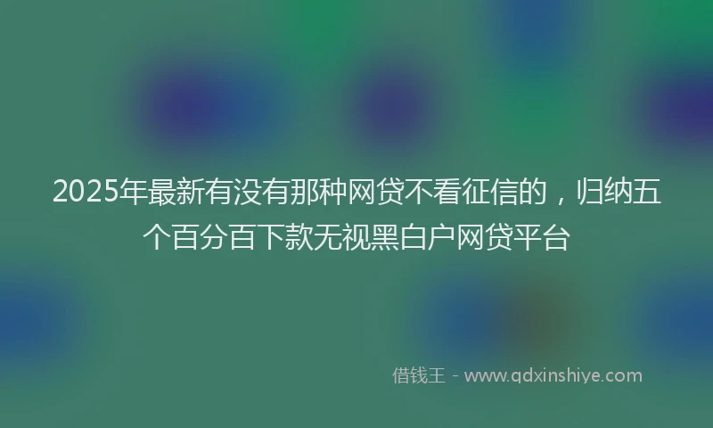 2025年最新有没有那种网贷不看征信的，归纳五个百分百下款无视黑白户网贷平台