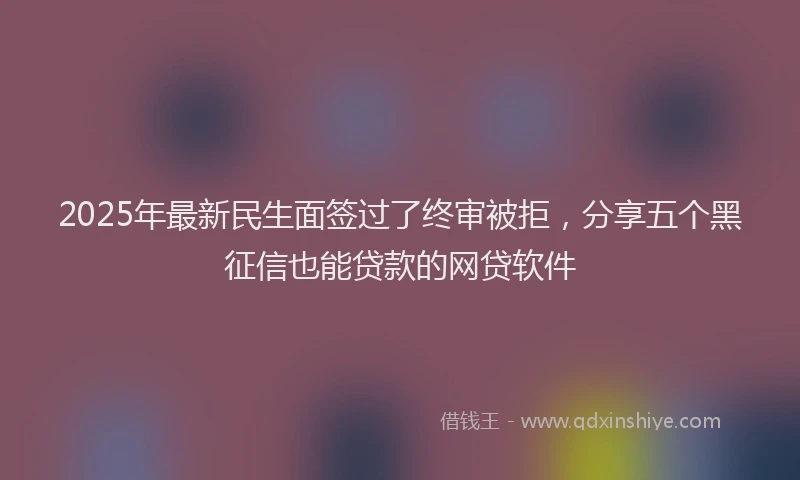 2025年最新民生面签过了终审被拒，分享五个黑征信也能贷款的网贷软件