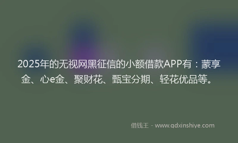 2025年的无视网黑征信的小额借款APP有：蒙享金、心e金、聚财花、甄宝分期、轻花优品等。